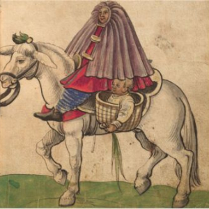 illustration of person on horse